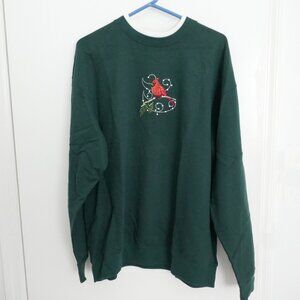 NWT vintage M&C Sportswear forest green sweatshirt red cardinal applique size 1X